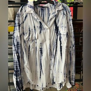 Tie dye blue and white blouse